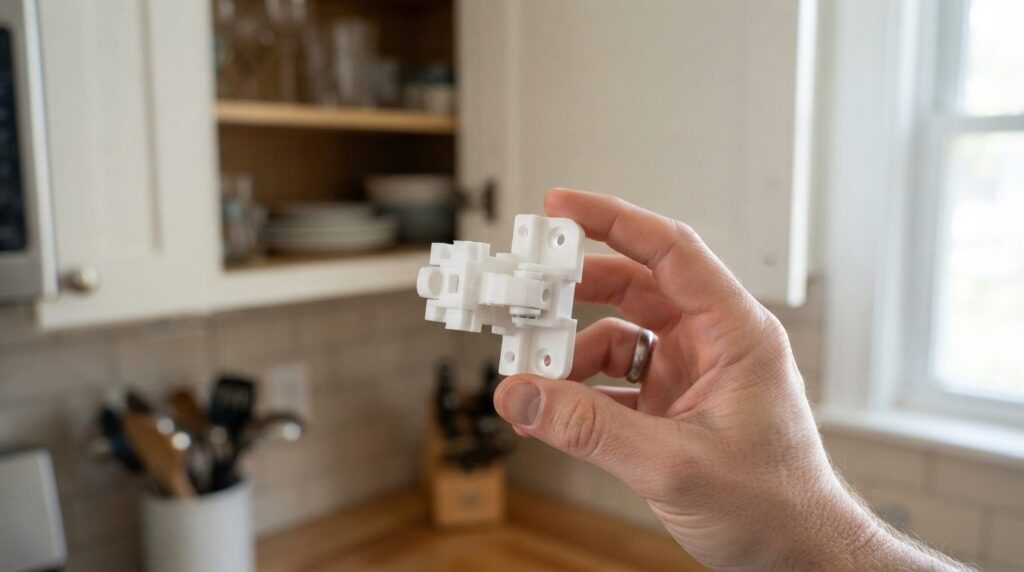 Close-up photorealistic stock photo of a homeowners hand ho