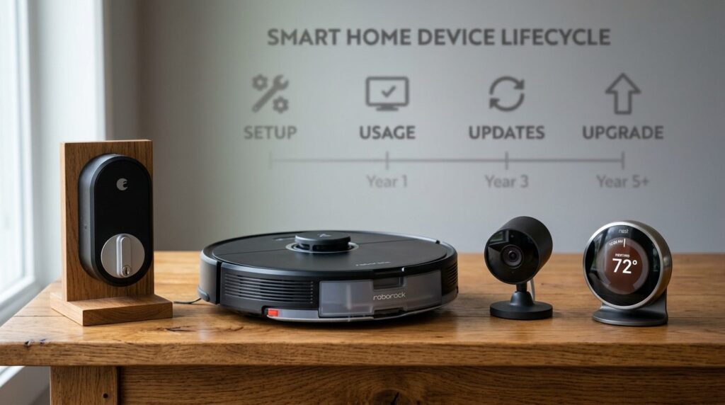Close-up professional stock photo of various smart home devi