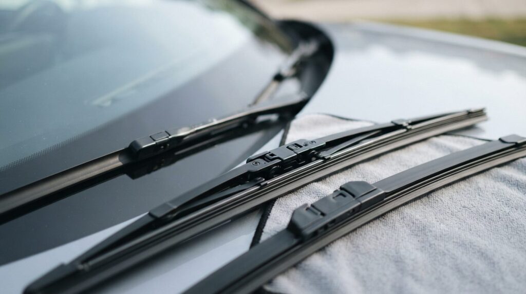 Clean professional image of new replacement wiper blades pos